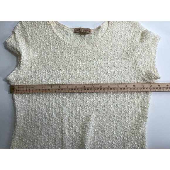 NOTATIONS cream sequins look blouse Sz L - Picture 7 of 9